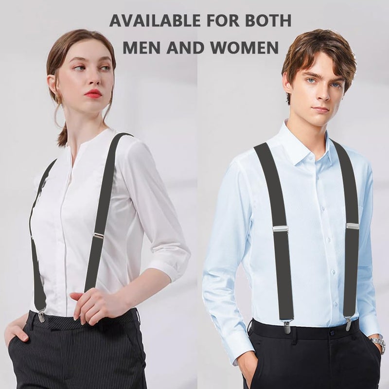 WOXVM Mens Suspenders Adjustable Braces with 4 Strong Metal Clips Elastic X Back Heavy Duty Suspender for Men and Women - Image 2